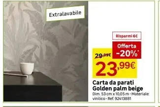 Carta da parati Golden palm beige