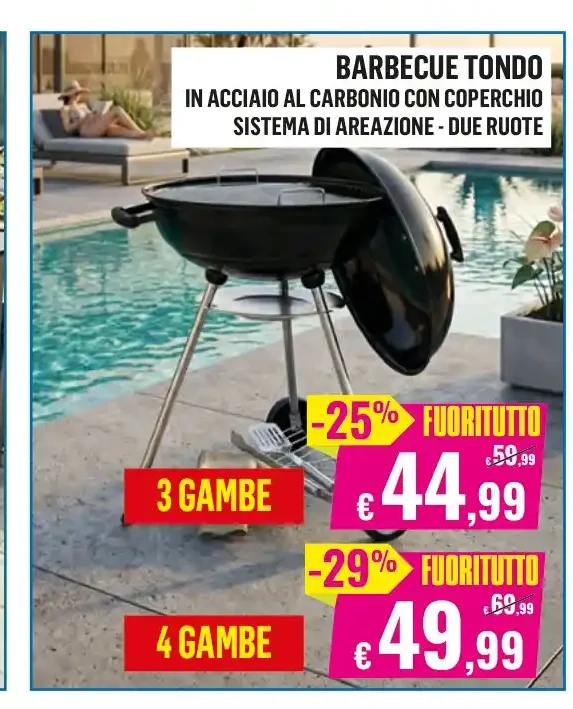Barbecue tondo in acciaio al carbonio