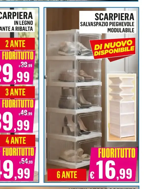 Scarpiera pieghevole modulabile