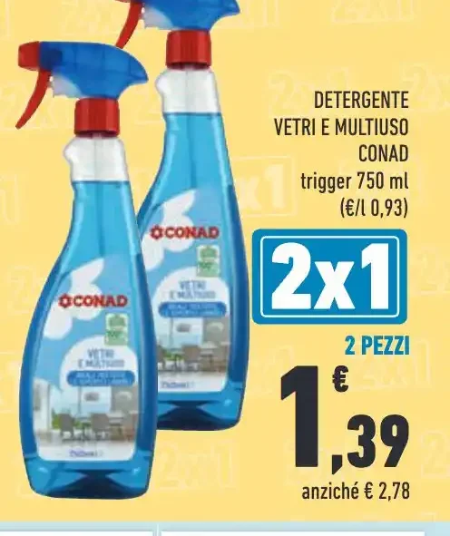 Detergente vetri e multiuso Conad trigger 750 ml