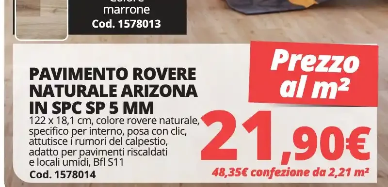 Pavimento rovere naturale Arizona in SPC SP 5 mm