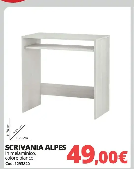 Scrivania Alpes in melaminico