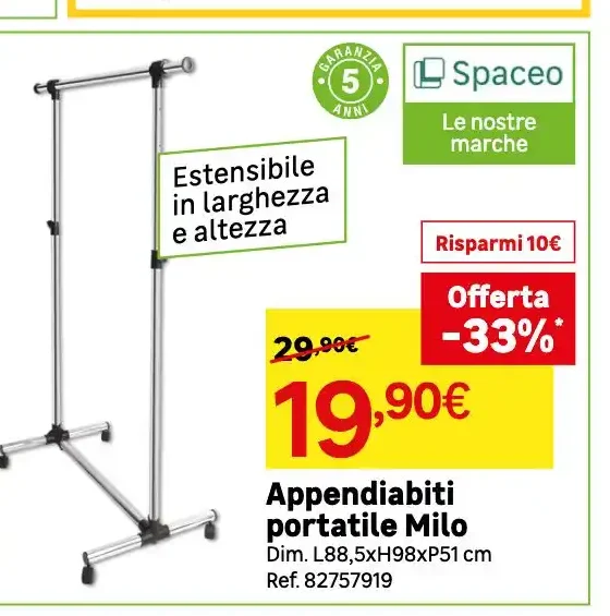Appendiabiti portatile Milo
