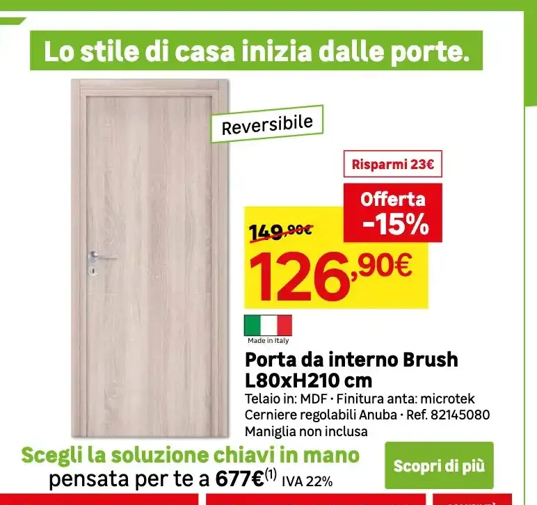 Porta da interno Brush L80xH210 cm