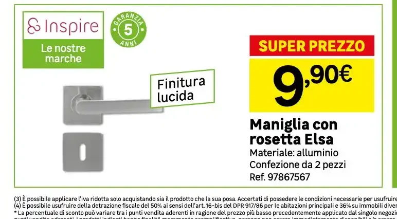 Maniglia con rosetta Elsa