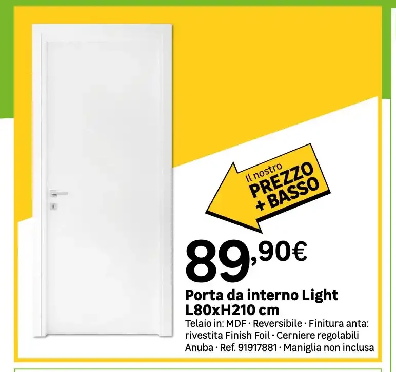Porta da interno Light L80xH210 cm
