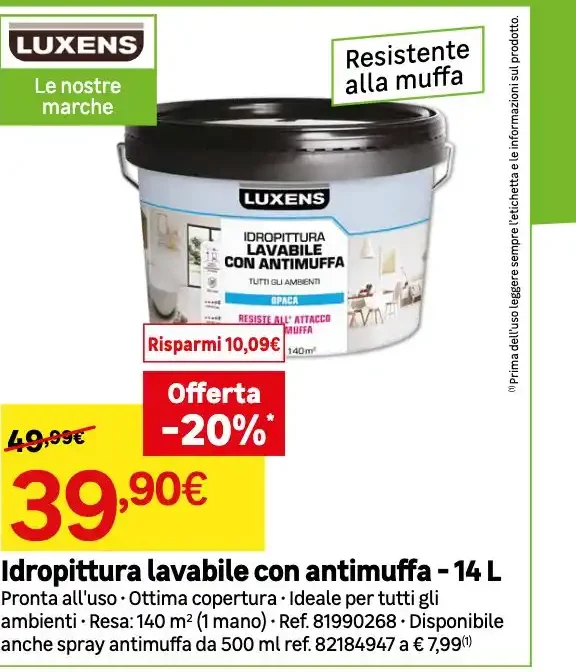 Idropittura lavabile con antimuffa