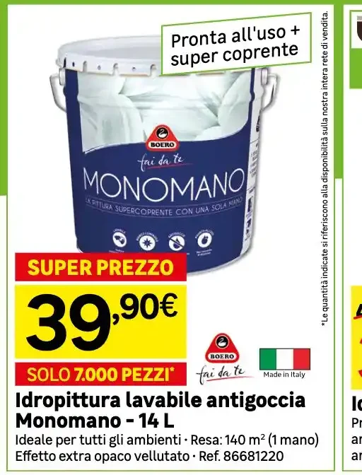 Idropittura lavabile antigoccia Monomano