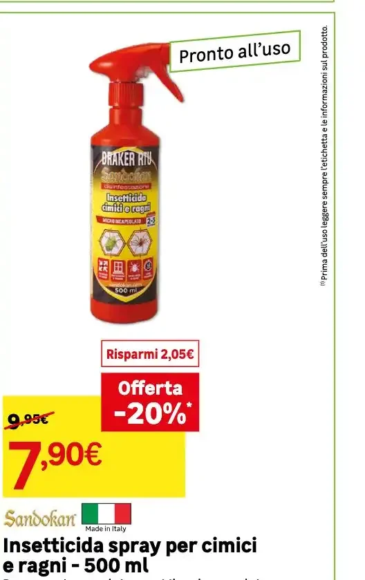 Insetticida spray per cimici e ragni
