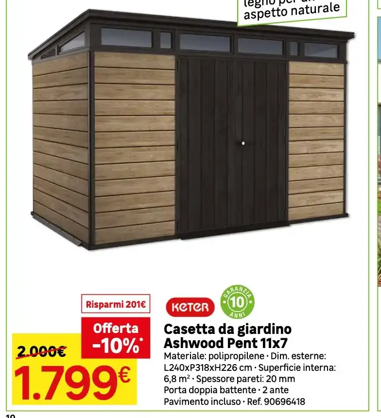 Casetta da giardino Ashwood Pent 11x7