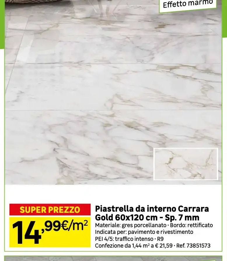 Piastrella da interno Carrara Gold