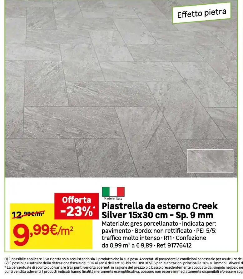 Piastrella da esterno Creek Silver