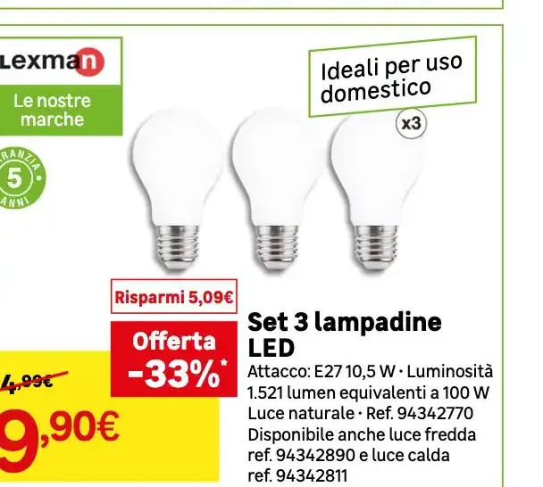 Set 3 lampadine LED
