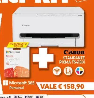 Stampante Canon Pixma TS4150i + Microsoft 365 Personal