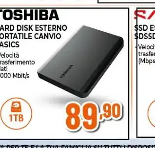 Hard disk esterno Toshiba Basics 1TB