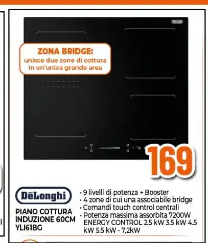 Piano cottura induzione 60 cm De’Longhi YLI61BC