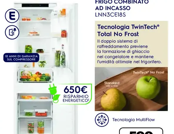 Frigo combinato ad incasso