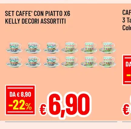 Set caffè con piatto x6