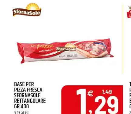 Base per pizza fresca Sfornasole rettangolare