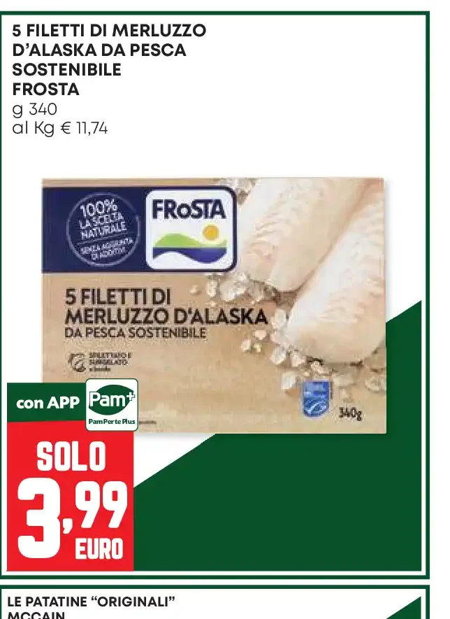 5 filetti di merluzzo d'Alaska Frosta