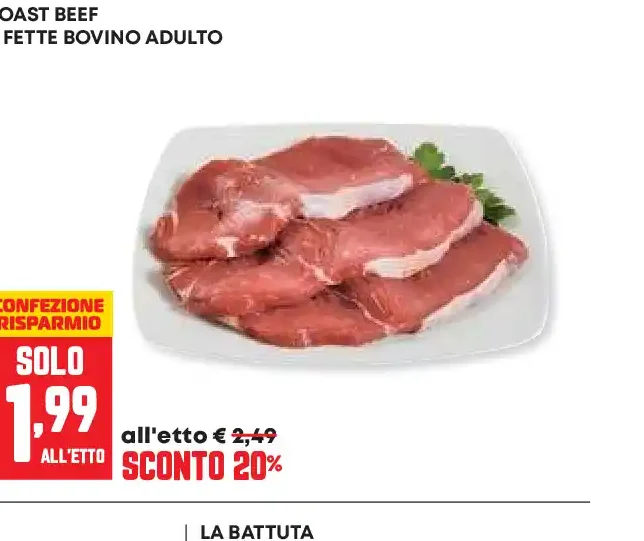 Roast beef a fette bovino adulto