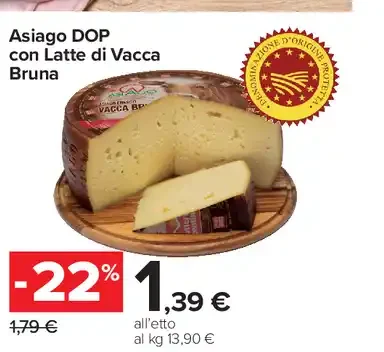 Asiago DOP con latte di vacca bruna