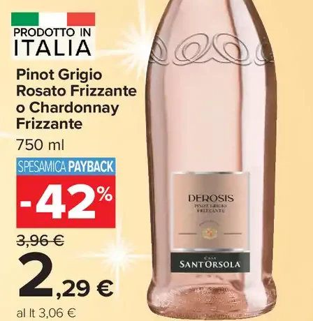 Pinot Grigio rosato frizzante o Chardonnay frizzante