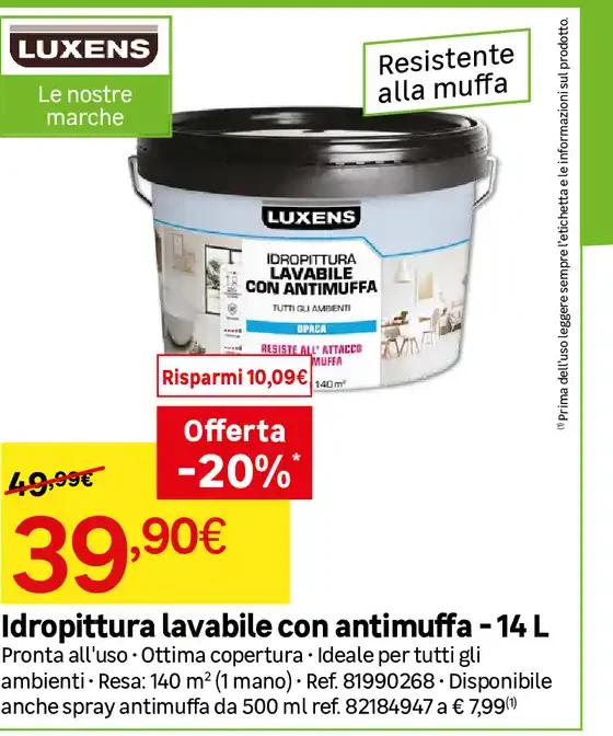 Idropittura lavabile con antimuffa