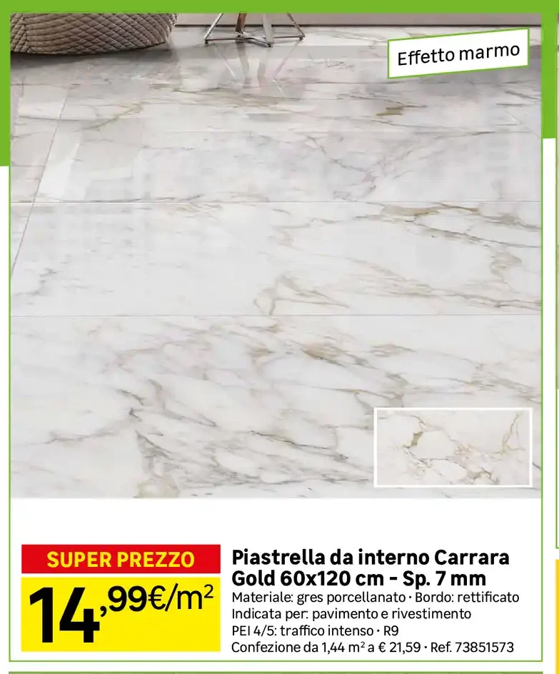 Piastrella da interno Carrara Gold