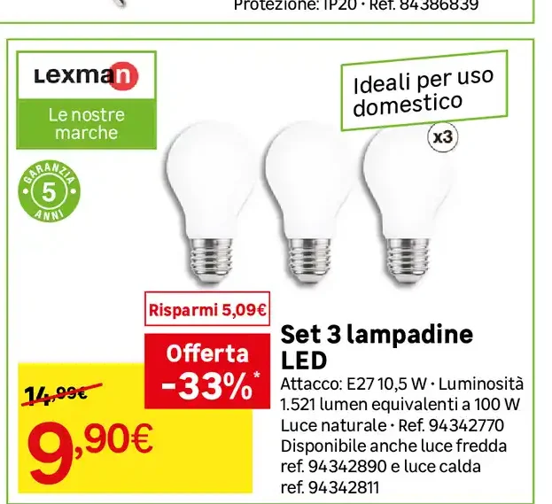 Set 3 lampadine LED