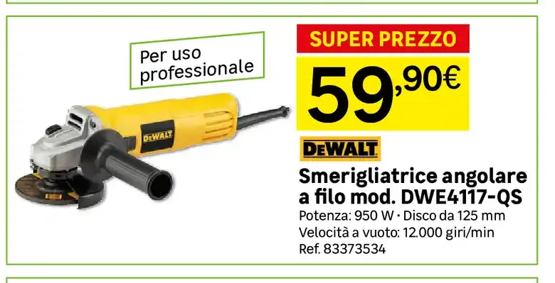 Smerigliatrice angolare a filo mod. DWE4117-QS