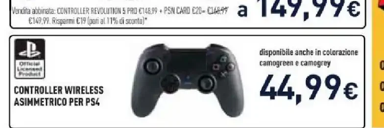 Controller wireless asimmetrico per PS4