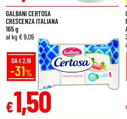 Crescenza italiana Galbani Certosa