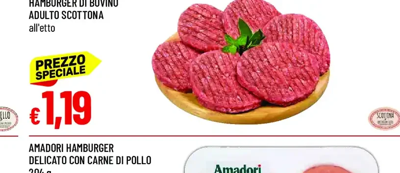 Hamburger di bovino adulto scottona