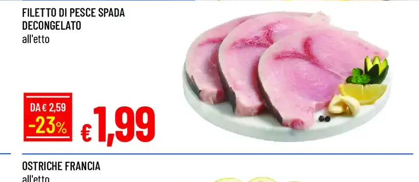 Filetto di pesce spada decongelato