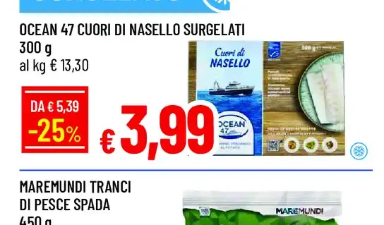 Ocean 47 cuori di nasello surgelati