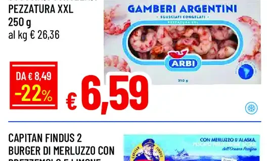 Arbi gamberi argentini sgusciati congelati pezzatura XXL