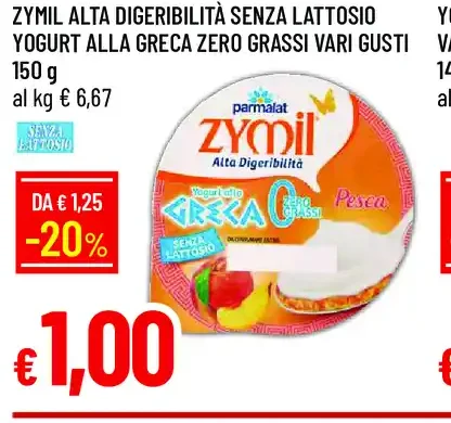 Zymil alta digeribilità senza lattosio yogurt alla greca zero grassi