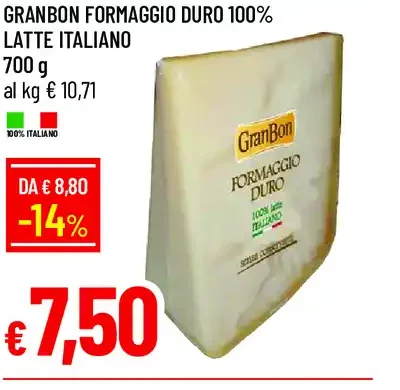 GranBon formaggio duro 100% latte italiano