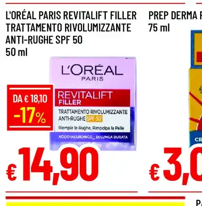 L'Oréal Paris Revitalift Filler Trattamento Rivolumizzante Anti-Rughe SPF 50