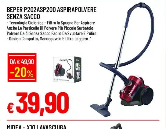 Beper P202ASP200 aspirapolvere senza sacco