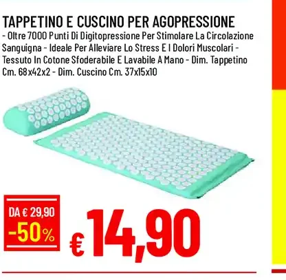 Tappetino e cuscino per agopressione