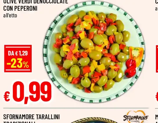 Olive verdi denocciolate con peperoni