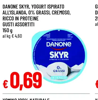 Danone Skyr yogurt ispirato all'Islanda gusti assortiti