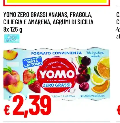 Yomo zero grassi ananas fragola ciliegia e amarena agrumi di Sicilia