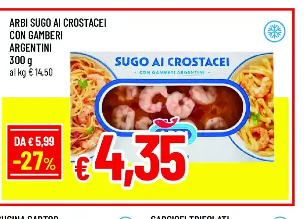 Arbi sugo ai crostacei con gamberi argentini
