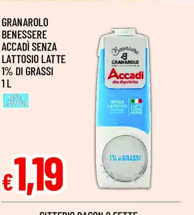 Granarolo Benessere Accadì Senza Lattosio Latte 1% di Grassi