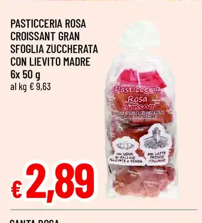 Pasticceria Rosa Croissant Gran Sfoglia Zuccherata con Lievito Madre