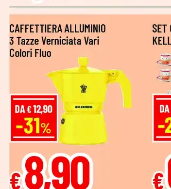 Caffettiera Alluminio 3 Tazze Verniciata