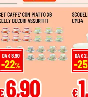 Set Caffè con Piatto X6 Kelly Decor Assortiti